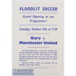 1955/56 Bury v Manchester United Friendly Match Programme Insert date 4 Oct^ single sheet^ Bobby