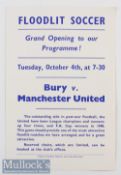 1955/56 Bury v Manchester United Friendly Match Programme Insert date 4 Oct^ single sheet^ Bobby