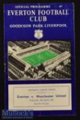 1956/57 Everton v Manchester United Football Programme date 6 Mar^ pocket fold^ o/w in G condition