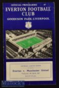 1956/57 Everton v Manchester United Football Programme date 6 Mar^ pocket fold^ o/w in G condition