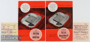 1962/63 Manchester United v Benfica Football Programme and Ticket friendly match^ date 25 Sept