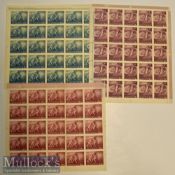 1962 World Cup Chile Football Stamp Sheets with 2^ 5 and 10 cent values^ 10 cent sheet is complete