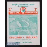 1939 England v Ireland Rugby Programme: Three way Championship tie season^ incl these two nations in