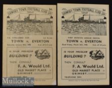 1947/48 Everton Aways at Grimsby Town Football Programmes to include FAC 10 Jan^ plus League match