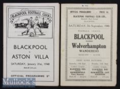 1946/47 Blackpool v Wolverhampton Wanderers Football Programme date 7 Sep plus 47/48 Blackpool v