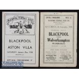 1946/47 Blackpool v Wolverhampton Wanderers Football Programme date 7 Sep plus 47/48 Blackpool v