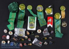 Rugby Badges Collection (37): More than a dozen of the pictorial round tin fans’ lapel pin badges