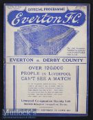 1937/8 Everton v Derby County Football Programme dated 7th May in excellent condition^ no writing.