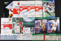 1982-2008 England v Wales Rugby Programmes (11): Many with ticket(s)^ clipping or both^ all at