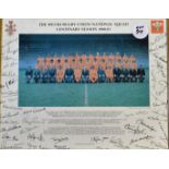 WRU Centenary Rugby Picture: Printed autographs of the squad and officials surround this somewhat