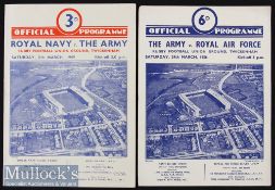 Post-war Services Rugby Championship Programmes (2): 1949^ Royal Navy v The Army^ and 1956^ The Army