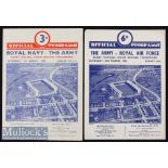Post-war Services Rugby Championship Programmes (2): 1949^ Royal Navy v The Army^ and 1956^ The Army