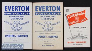 3x 1959/60 Everton v Liverpool Various Football Programmes to include Liverpool Floodlight Challenge