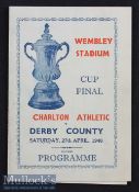 1946 FA Cup Final Charlton Athletic v Derby County Souvenir Football Programme printed by Victor^ in