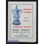 1946 FA Cup Final Charlton Athletic v Derby County Souvenir Football Programme printed by Victor^ in