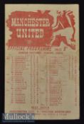 1945/46 Manchester United v Blackburn Rovers Football Programme date 9 Mar^ single sheet^ team