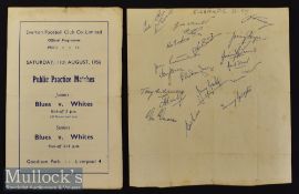 1956/57 Everton Public Practice Matches Football Programme date 11 Aug with Juniors and Senior