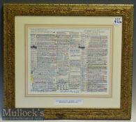 RWC Final 1995^ Bill McLaren’s Rugby Commentary Notes: 570cm x 510cm overall^ framed mounted &
