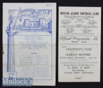 1948/49 Witton Albion v Shrewsbury Town FA Cup Football Programme 13 Nov^ single sheet^ plus 49/50