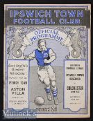 1938/9 Ipswich Town Reserves v Colchester United (1st team – Southern League) Football Programme