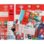 1957-2001 Wales v England etc Rugby Programmes (13): Many with ticket^ clipping or both^ one