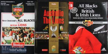 1993/2001/2005 British Lions Down Under Rugby Programmes (3): 1st Test v New Zealand 1993; 2nd