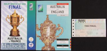 1991 and 1999 RWC Rugby Final Programmes/Ticket (3): The issues from Australia v England 1991 and