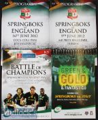 South Africa Home Test Rugby Programmes (4): For the games v England 9th & 16th June 2012^ Durban
