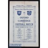 Rare 1909 Varsity Rugby Match Programme: Hugely famous Queen’s Club match when Oxford won by a