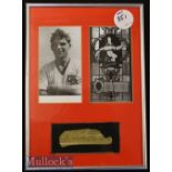 Duncan Edwards Signed Framed Display featuring a signed cutting below two prints^ framed^ measures