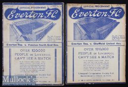 1937/38 Everton Reserves v Preston North End Res and Sheffield United Res Football Programmes