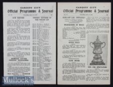 1927 Cardiff City v Aston Villa Football Programme date 28 Apr^ together with Cardiff City v Barry