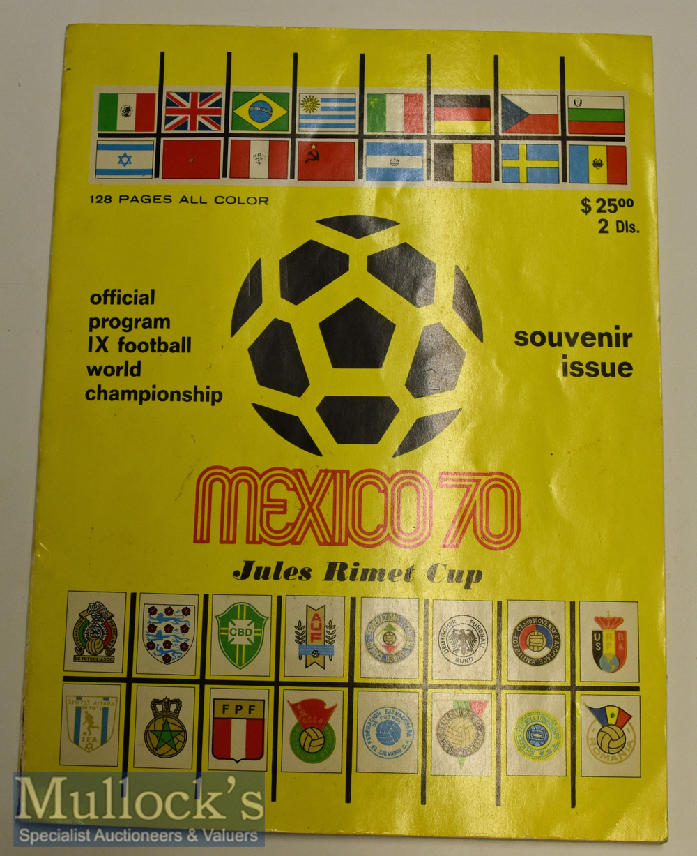 1970 Mexico World Cup Official Football Programme 128 page souvenir issue^ yellow version.