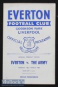 1959/60 Everton v The Army Friendly Football Programme date 28 Mar single sheet with pen internally^