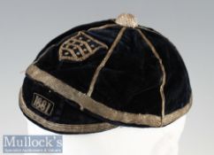 Rare and Early 1881 Gloucester Rugby Honours Cap: Lovely early example dated to peak 1881^ black