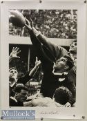 Sir Colin Meads New Zealand signed rugby action Blue Tube poster: Large hand-signed poster still