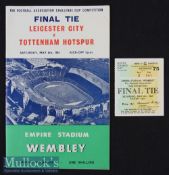 1962 FA Cup Final Leicester City v Tottenham Hotspur Football Programme and Match Ticket date 6