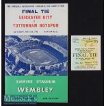 1962 FA Cup Final Leicester City v Tottenham Hotspur Football Programme and Match Ticket date 6