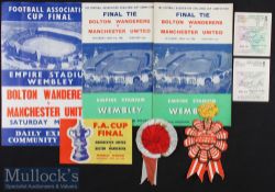 1959 FA Cup Final Bolton Wanderers v Manchester United Football Programmes and Tickets includes 2x