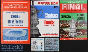 1970 FA Cup Final Chelsea v Leeds United Football Programme and Match Ticket date 11 Apr^ includes