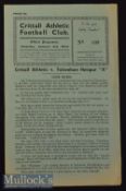 1953 Crittall Athletic v Tottenham Hotspur ‘A’ Football Programme date 3 Jan^ single sheet^