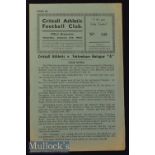 1953 Crittall Athletic v Tottenham Hotspur ‘A’ Football Programme date 3 Jan^ single sheet^