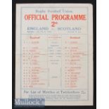 1930 England v Scotland Rugby Programme: England champions^ the 4pp paper issue with teams to front^