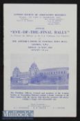 1964 FA Cup Final Eve of The Final Rally Programme date 1 May at The Assembly Rooms^ St Pancras