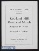 Scarce 1929 England/Wales v Scotland/Ireland Four Nations Rugby Memorial Programme: Twickenham’s
