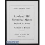 Scarce 1929 England/Wales v Scotland/Ireland Four Nations Rugby Memorial Programme: Twickenham’s