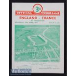 1947 England v France Rugby Programme: England shared the title and this is a lovely clean card to