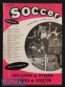 1960/61 Bangu (Brazil) v Everton in USA Football Programme date 11 June Polo Grounds^ with Karlsruhe