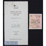 1951 FA Cup Final Luncheon Party Menu and Match Ticket the menu dated 28 Apr with list of guests and