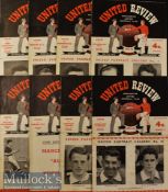 1955/56 Manchester United Home Football Programmes to include Nos 2^ 4^ 7^ 11^ 12^ 14^ 17 and 18^